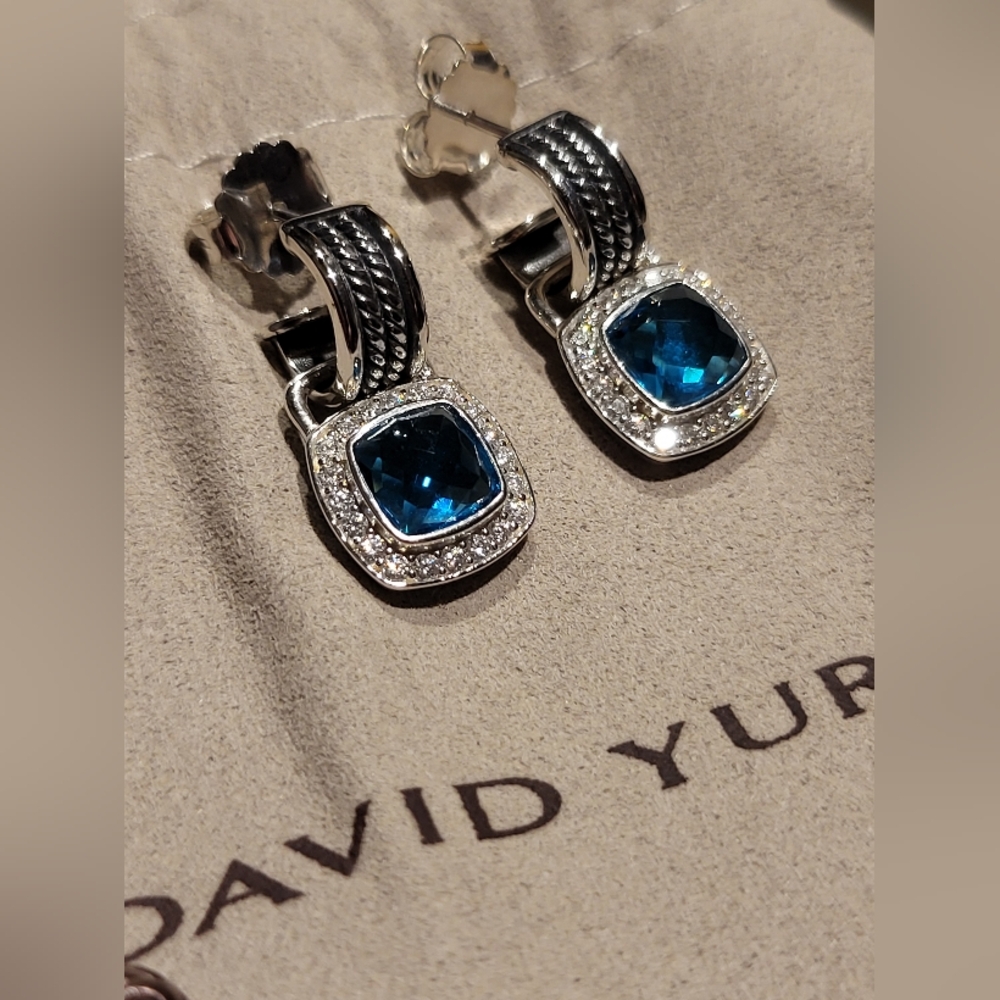 David Yurman Blue and Silver Earrings